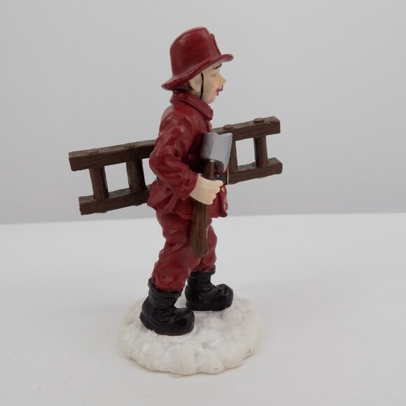 Mervyns Christmas Village Fireman Figure Ladder Axe Vintage 3.75" Tall 1997 - Picture 4 of 6